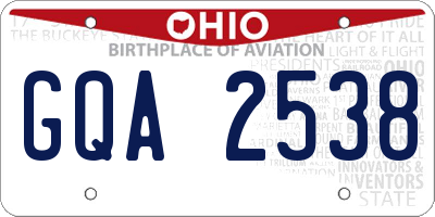 OH license plate GQA2538