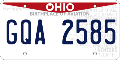 OH license plate GQA2585