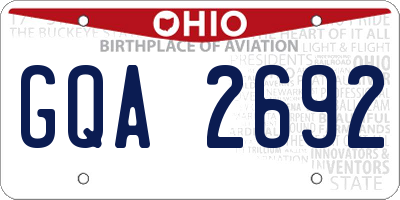 OH license plate GQA2692