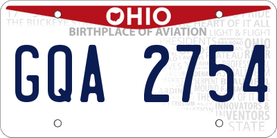 OH license plate GQA2754
