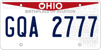 OH license plate GQA2777