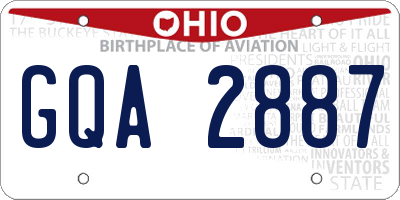 OH license plate GQA2887