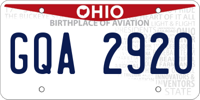 OH license plate GQA2920