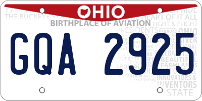 OH license plate GQA2925