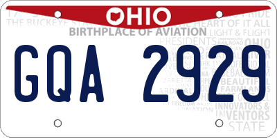 OH license plate GQA2929