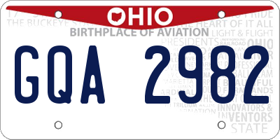 OH license plate GQA2982