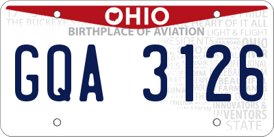 OH license plate GQA3126