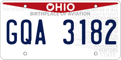 OH license plate GQA3182