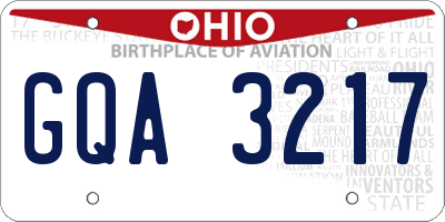 OH license plate GQA3217