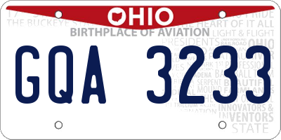 OH license plate GQA3233