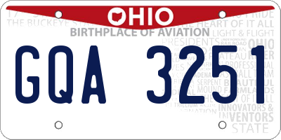 OH license plate GQA3251