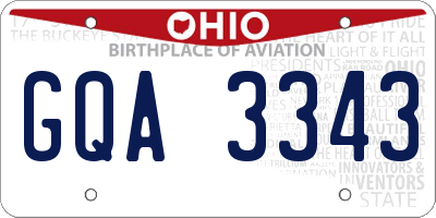 OH license plate GQA3343