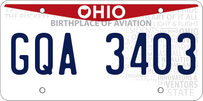 OH license plate GQA3403