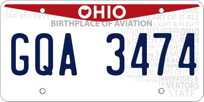 OH license plate GQA3474