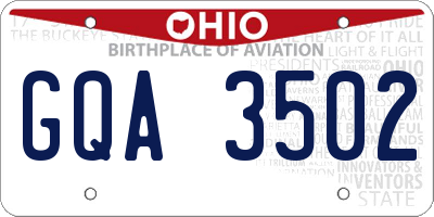 OH license plate GQA3502