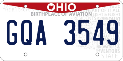 OH license plate GQA3549
