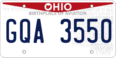 OH license plate GQA3550