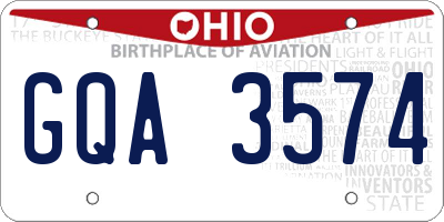 OH license plate GQA3574