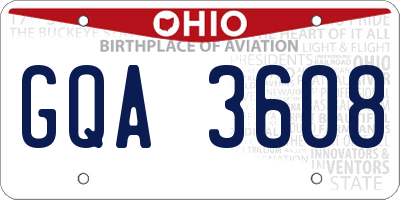 OH license plate GQA3608