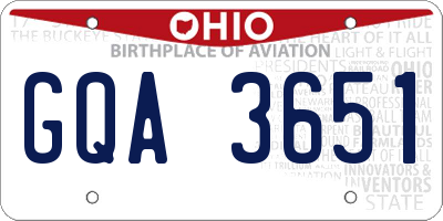 OH license plate GQA3651