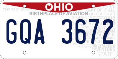 OH license plate GQA3672