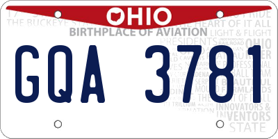 OH license plate GQA3781