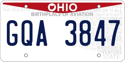 OH license plate GQA3847