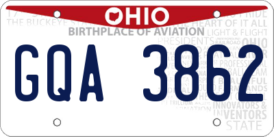 OH license plate GQA3862