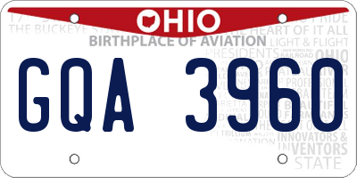 OH license plate GQA3960