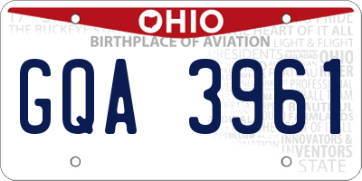 OH license plate GQA3961