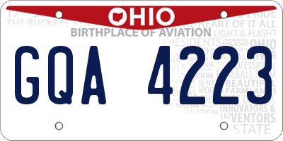 OH license plate GQA4223