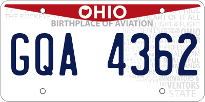 OH license plate GQA4362