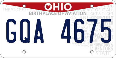 OH license plate GQA4675