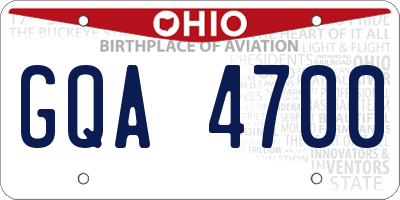 OH license plate GQA4700