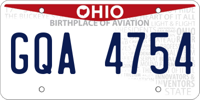 OH license plate GQA4754