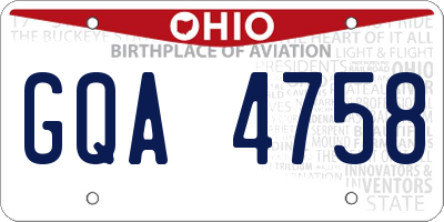 OH license plate GQA4758
