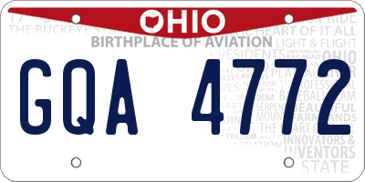 OH license plate GQA4772