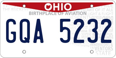OH license plate GQA5232