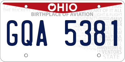 OH license plate GQA5381