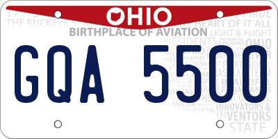 OH license plate GQA5500