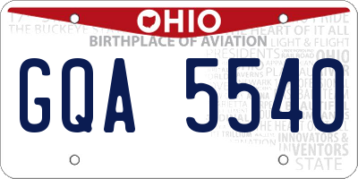 OH license plate GQA5540