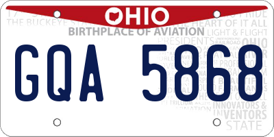 OH license plate GQA5868