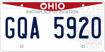 OH license plate GQA5920