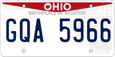 OH license plate GQA5966
