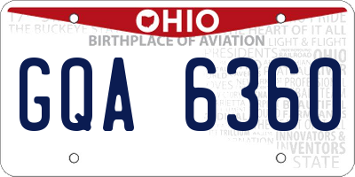 OH license plate GQA6360