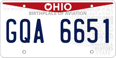 OH license plate GQA6651