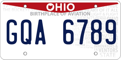 OH license plate GQA6789