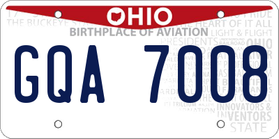 OH license plate GQA7008