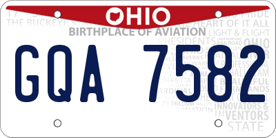 OH license plate GQA7582