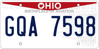 OH license plate GQA7598